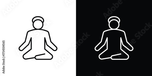 Guru icon in black line illustration. Design logo for app, UI.