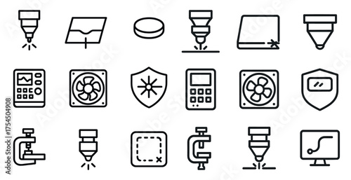 Technology and industry line icons set – linear, outline, technical and engineering symbols