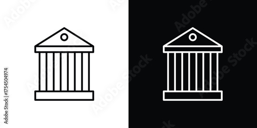 Government icon in black line illustration. Design logo for app, UI.