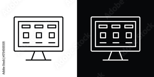 Front end icon in black line illustration. Design logo for app, UI.