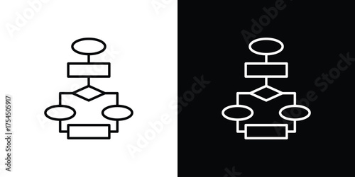 Flowchart icon in black line illustration. Design logo for app, UI.