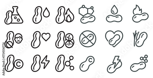 Science and chemistry outline icons set – linear, lab, experimental symbols