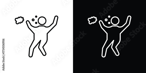 Drunk human icon in black line illustration. Design logo for app, UI.