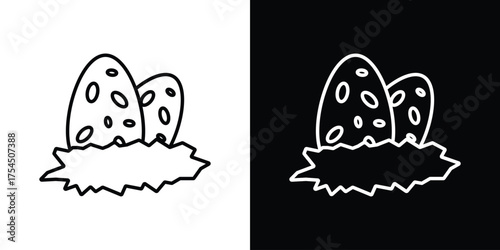 Dinosaur egg icon in black line illustration. Design logo for app, UI.