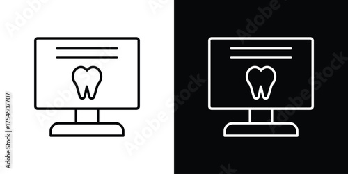 Dental X ray icon in black line illustration. Design logo for app, UI.