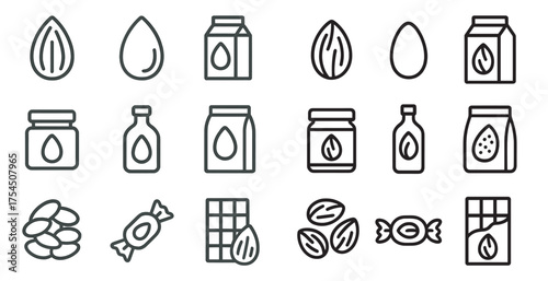 Food and beverage outline icons set – linear, solid, culinary and drink symbols