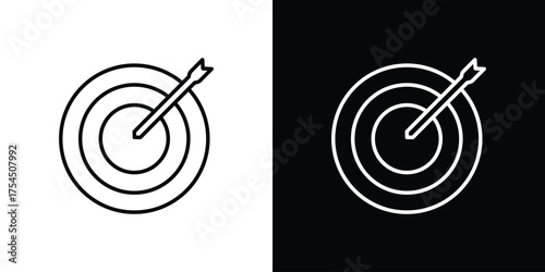 Dart icon in black line illustration. Design logo for app, UI.