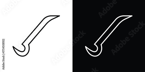 Crowbar icon in black line illustration. Design logo for app, UI.