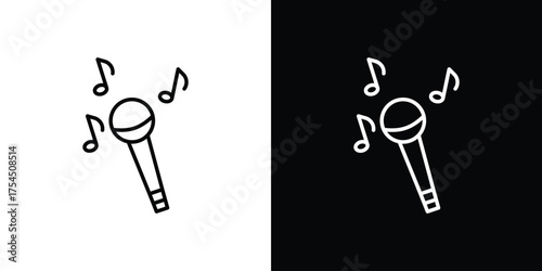 Concert icon in black line illustration. Design logo for app, UI.