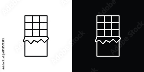 Chocolate icon in black line illustration. Design logo for app, UI.
