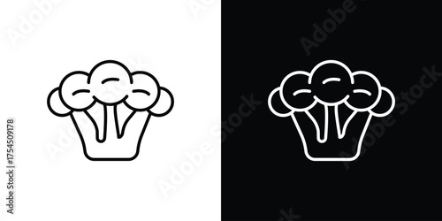 Cauliflower icon in black line illustration. Design logo for app, UI.