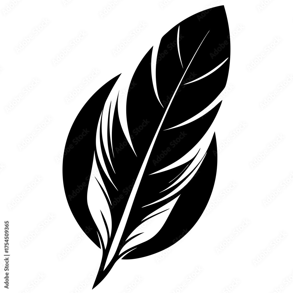 Obraz premium Minimal Feather Icon – Vector Graphic Design for Print & Digital Use