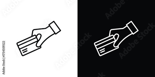 Card payment icon in black line illustration. Design logo for app, UI.