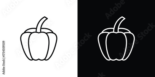 Capsicum icon in black line illustration. Design logo for app, UI.