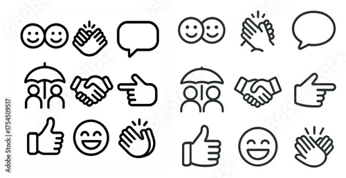 Communication outline icons set – chat, conversation, messaging symbols