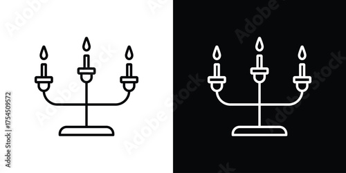 Candelabra icon in black line illustration. Design logo for app, UI.