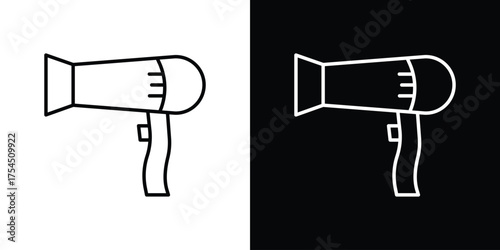 Blow dryer icon in black line illustration. Design logo for app, UI.