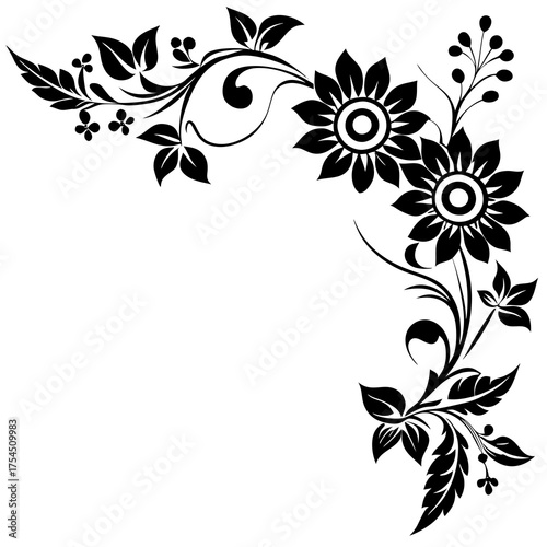 Elegant floral corner embellishment for invitations, cards, and craft projects