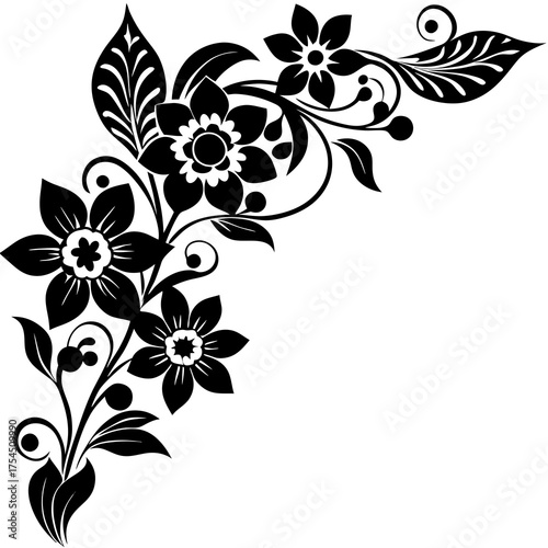 Elegant floral corner embellishment for invitations, cards, and craft projects