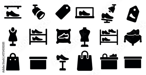 Fashion and clothing silhouette icons set – apparel, shopping, style symbols