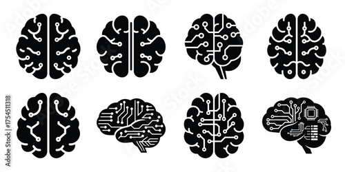 tech brain minimal icon set