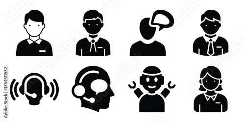 virtual assistant minimal icon set
