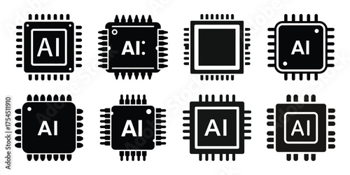 ai chip minimal icon set