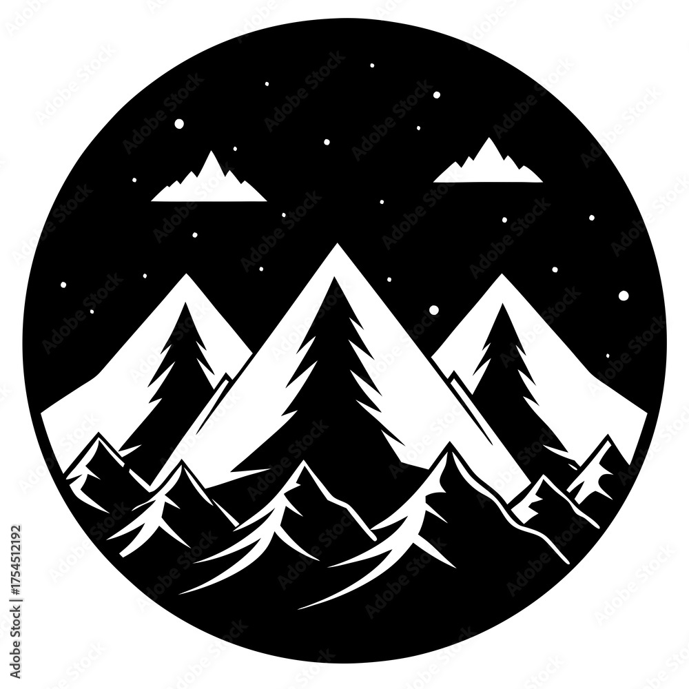 Fototapeta premium High Altitude Vector Illustration – Mountain Peaks & Sky Design