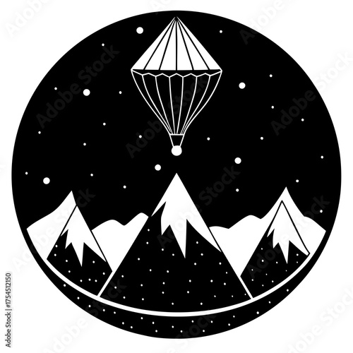 High Altitude Vector Illustration – Mountain Peaks & Sky Design