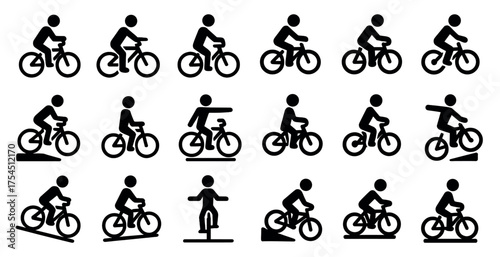 Cycling silhouette icons set – outline, bike, sport and transportation symbols