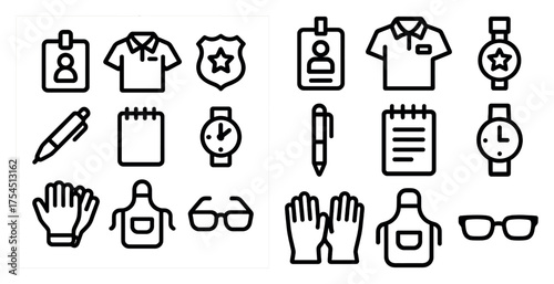 Police and security outline icons set – law enforcement, protection, safety symbols