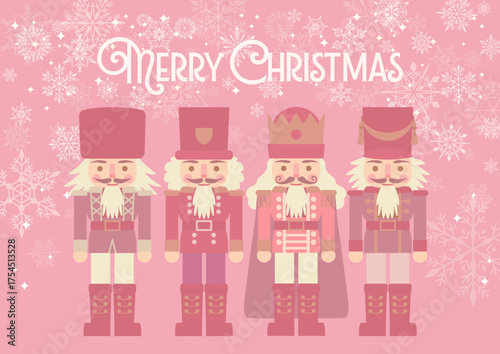 くるみ割り人形のあるピンククリスマスのベクターイラスト
