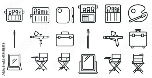 Makeup and beauty outline icons set – cosmetics, grooming, personal care symbols