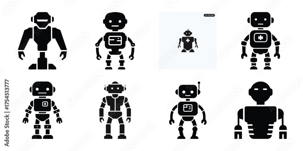 Obraz premium medical robot minimal icon set