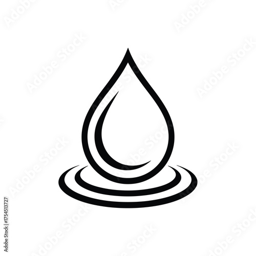 Simple black and white icon of a water droplet