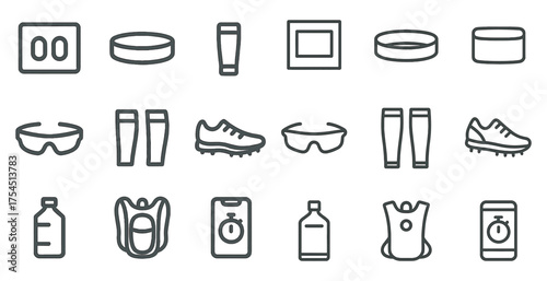 Sports and fitness outline icons set – linear, gym, exercise and workout graphics