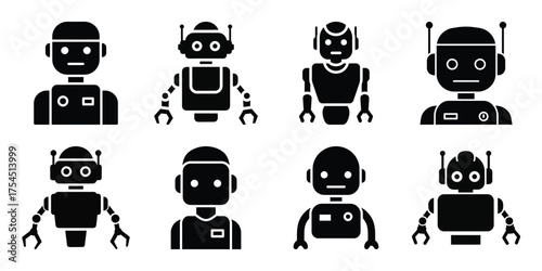 robot assistant minimal icon set