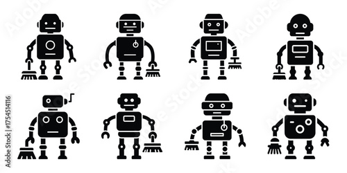 robot cleaner minimal icon set