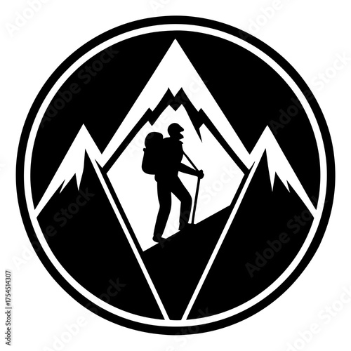 "Mountaineering Symbol Icon – Outdoor Adventure Graphic Design"
