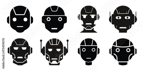 robot head minimal icon set