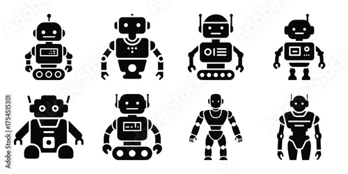 service robot minimal icon set