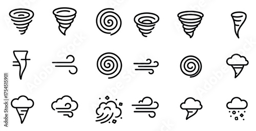 Weather and climate outline icons set – line, linear, meteorology and forecast symbols