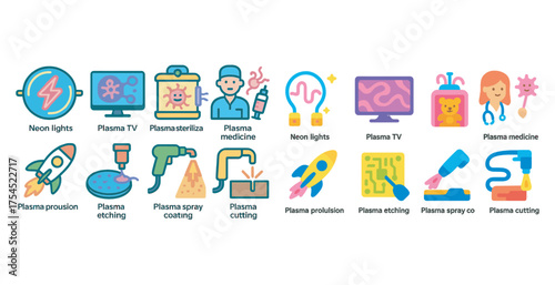 Science and technology outline icons set – linear, silhouette, lab and research symbols