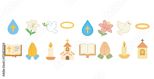Religious symbols icons set in flat style – faith, spirituality, worship visuals