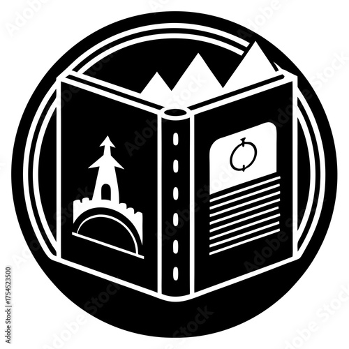 Printable travel guidebook icon vector for tourism, adventure, and trip designs.