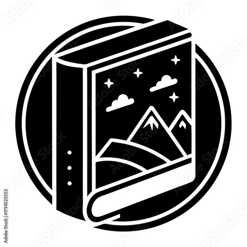 Printable travel guidebook icon vector for tourism, adventure, and trip designs.