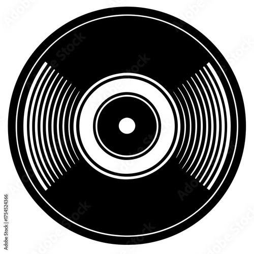 Vintage Vinyl Record Icon Vector for Music Design