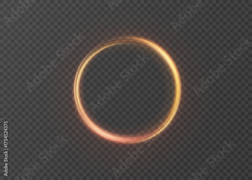 A glowing circular ring with soft golden light on a transparent mesh. A minimalist halo for cosmetics, technical visual effects, logo reveals, and UI accents.