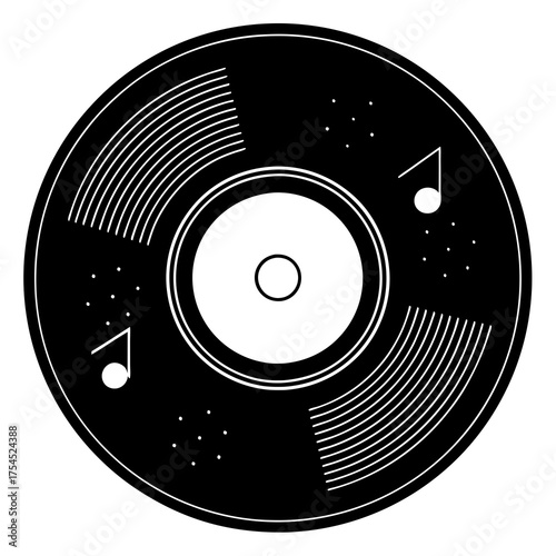 Vintage Vinyl Record Icon Vector for Music Design