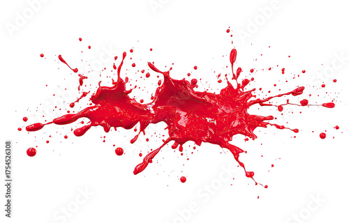 Vibrant splash of crimson paint against a stark black backdrop, creating dynamic visual impact